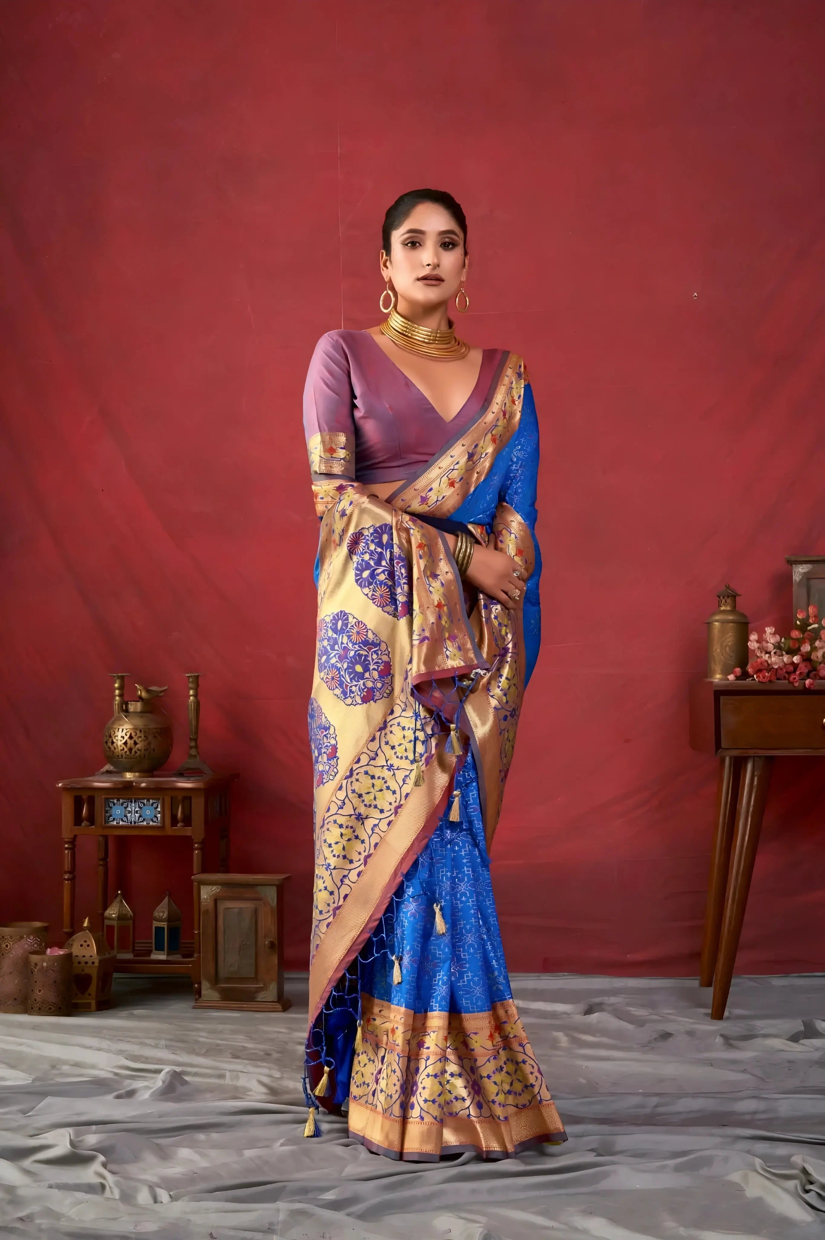 Blue Zari Weaving Soft Banarasi Silk Saree